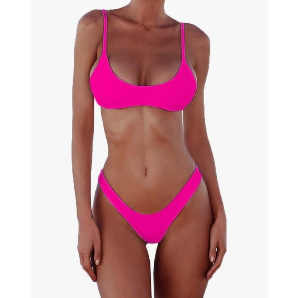 NWT SherryDc Pink Two Piece Brazilian Thong Bikini Swimsuit